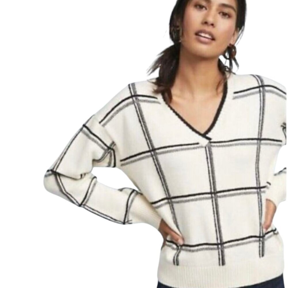 Anthropologie Moth Windowpane Sweater